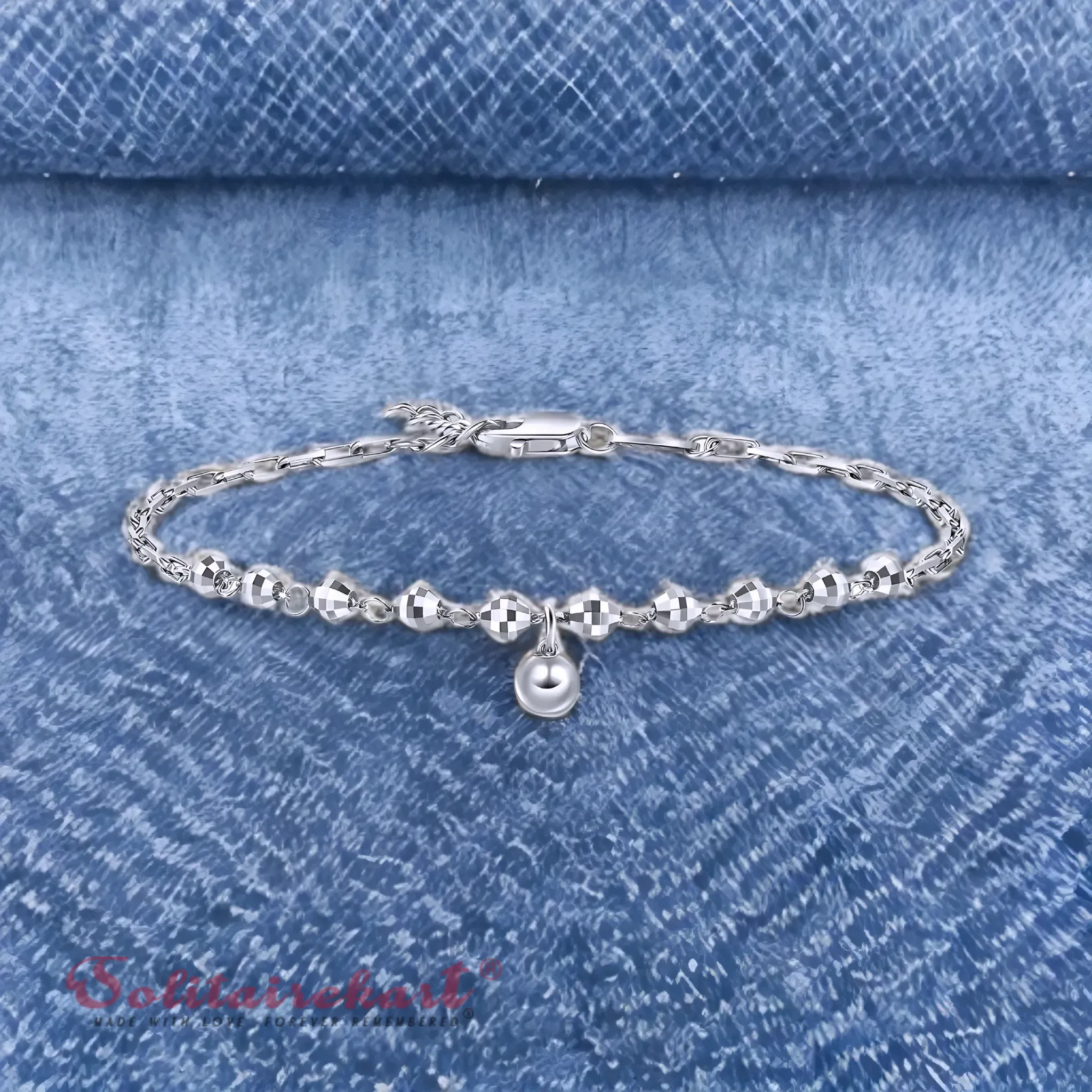Solitairekart Platinum Beaded Charm Bracelets 3.706gm Weight For Woman.